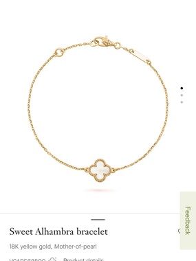Van Cleef & Arpels Yellow Gold Bracelet with White Mother-of-Pearl Quatrefoil